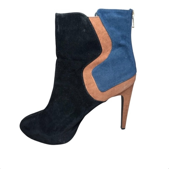 Colin Stuart Womens Black Blue‎ Brown Zip Stiletto Heel Booties Suede Size 11 - Picture 3 of 9